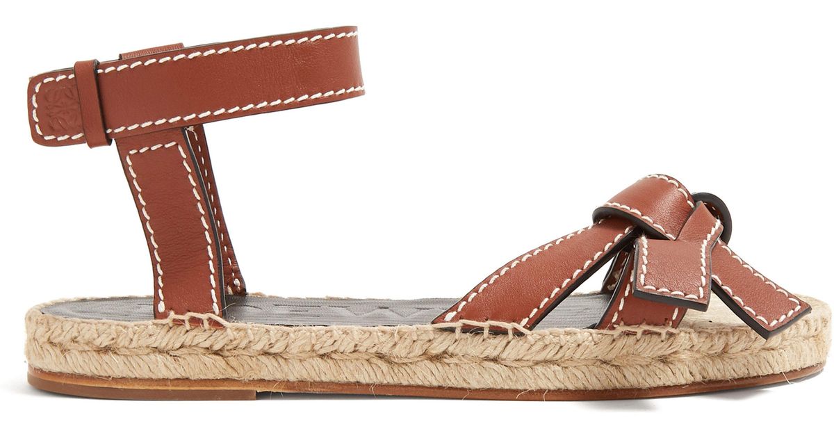 Loewe Gate Flat Leather Sandals Lyst Australia