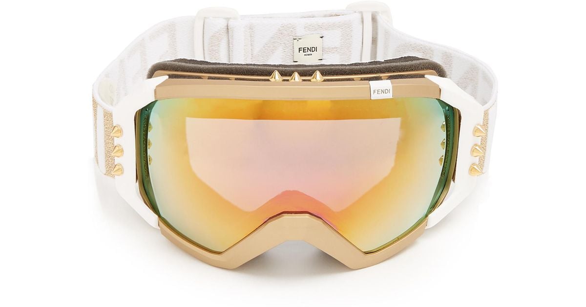 Fendi Logo-jacquard Ski Goggles in Gold 