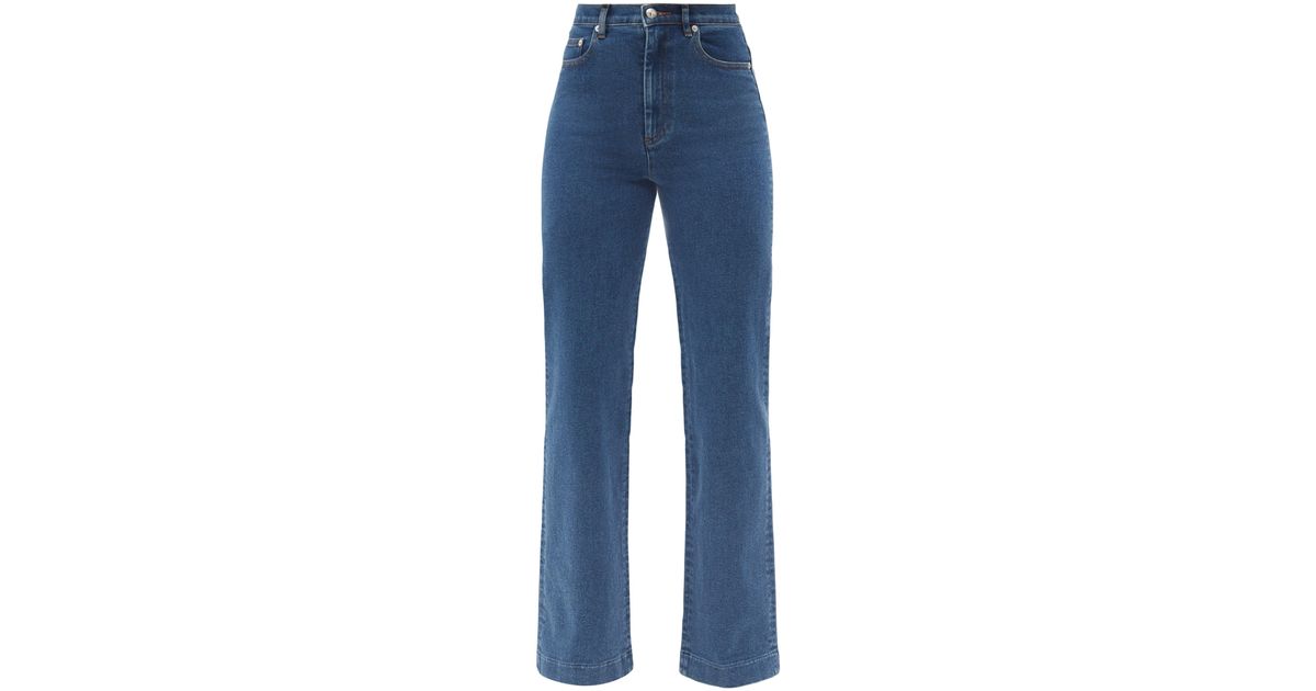 High-rise Straight-leg Jeans in Denim 