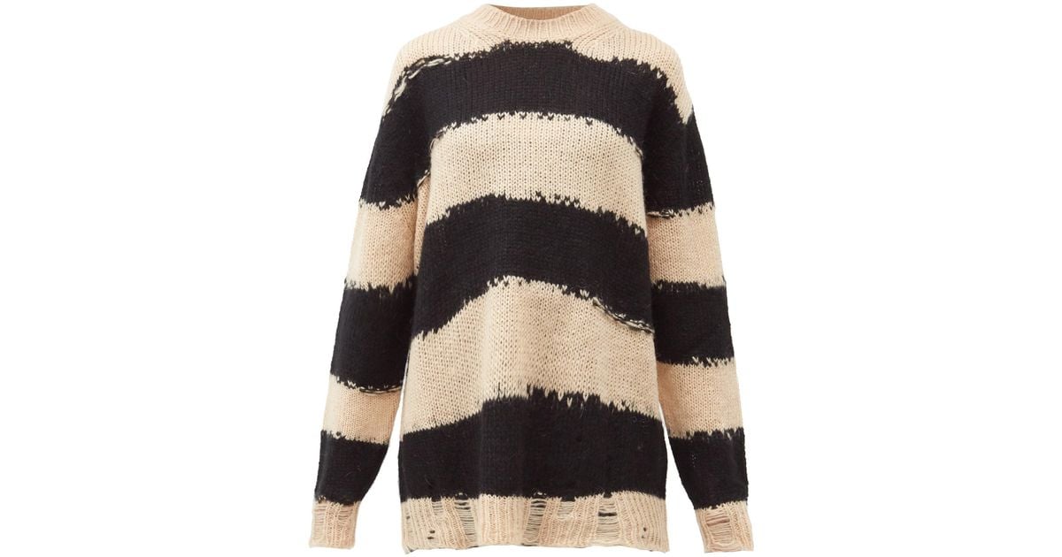 Acne Studios カントニア ボーダー ダメージセーター ブラック | Lyst