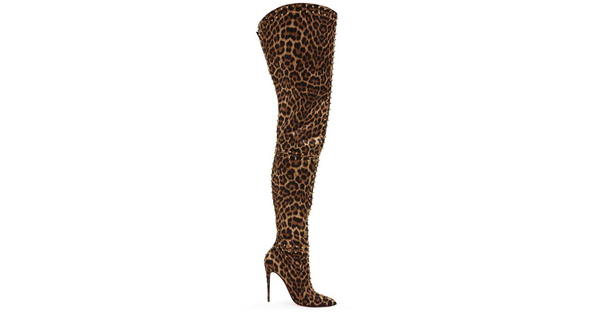 Leopard print over top the knee boots
