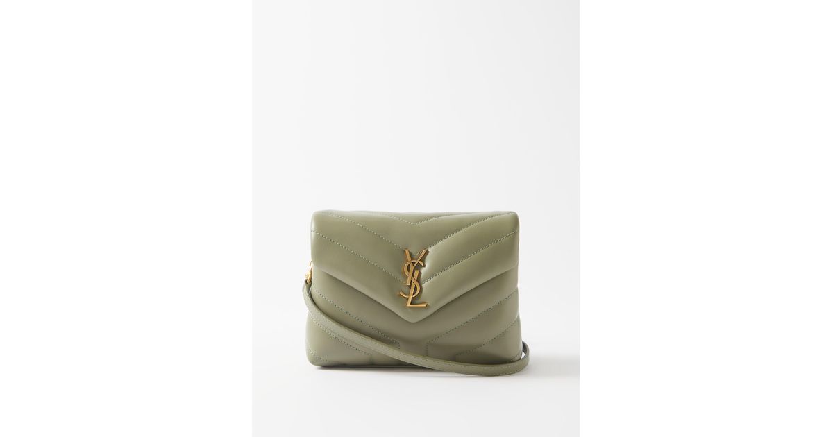 Saint Laurent Loulou Toy Quiltedleather Crossbody Bag in Light Green