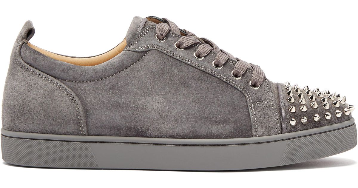 grey suede louboutin trainers