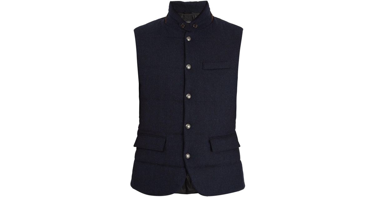 Polo Ralph Lauren Wool Lloyd Suede-trimmed Quilted Gilet in Navy (Blue ...