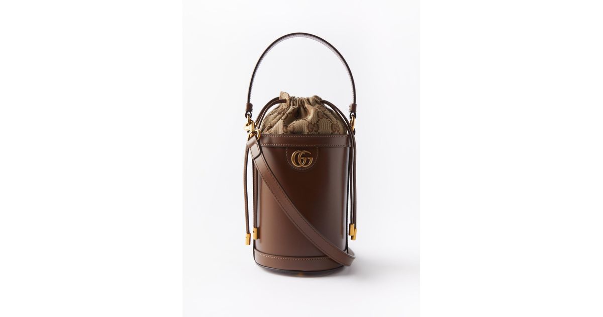 Ophidia GG mini bucket bag in beige and blue Supreme