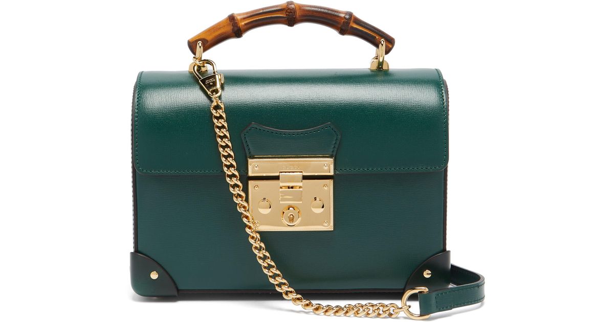 Gucci Padlock Bamboohandle Leather Handbag in Green Lyst UK