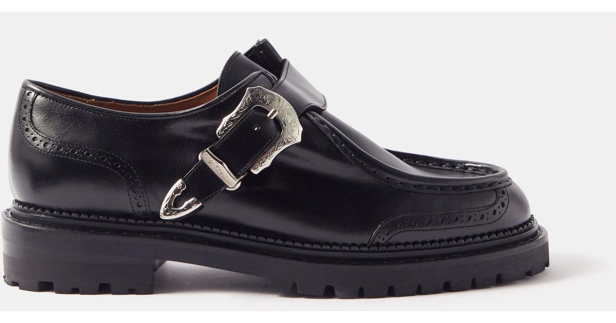 Toga Virilis Metal-plaque Monk-strap Leather Shoes in Black for Men ...
