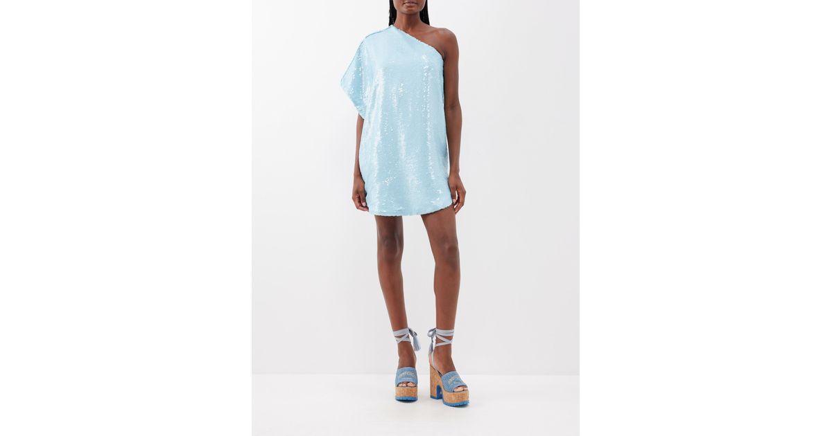Frankie Shop Gloria Sequinned One-shoulder Mini Dress in Blue | Lyst
