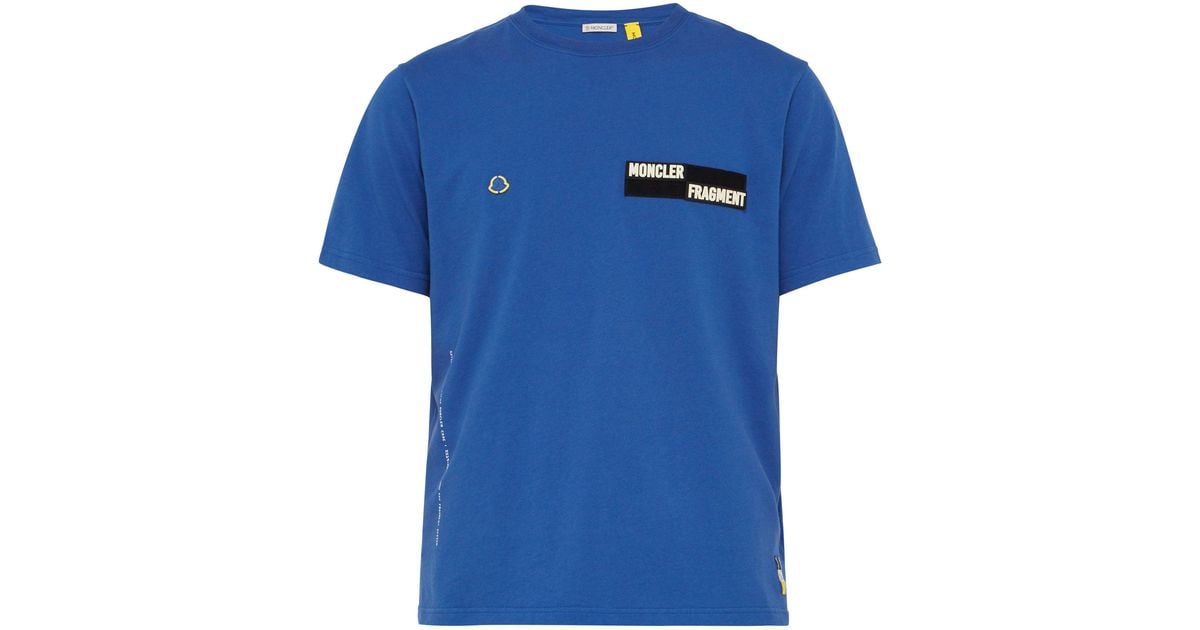 7 MONCLER FRAGMENT Velcro-patch Cotton T-shirt in Blue for Men | Lyst