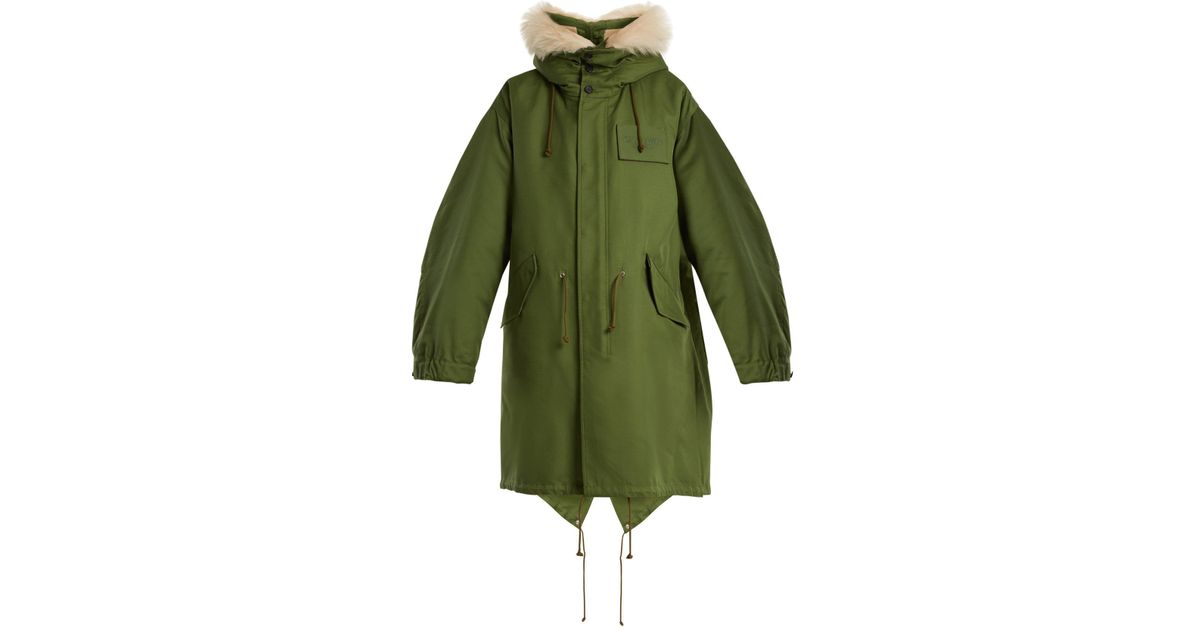 CALVIN KLEIN 205W39NYC Oversized Shearling-hood Cotton-blend Parka in Green  - Lyst