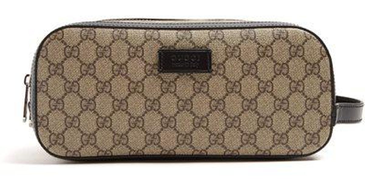 Gucci Canvas Gg Supreme Doublezipped Wash Bag in Brown Lyst