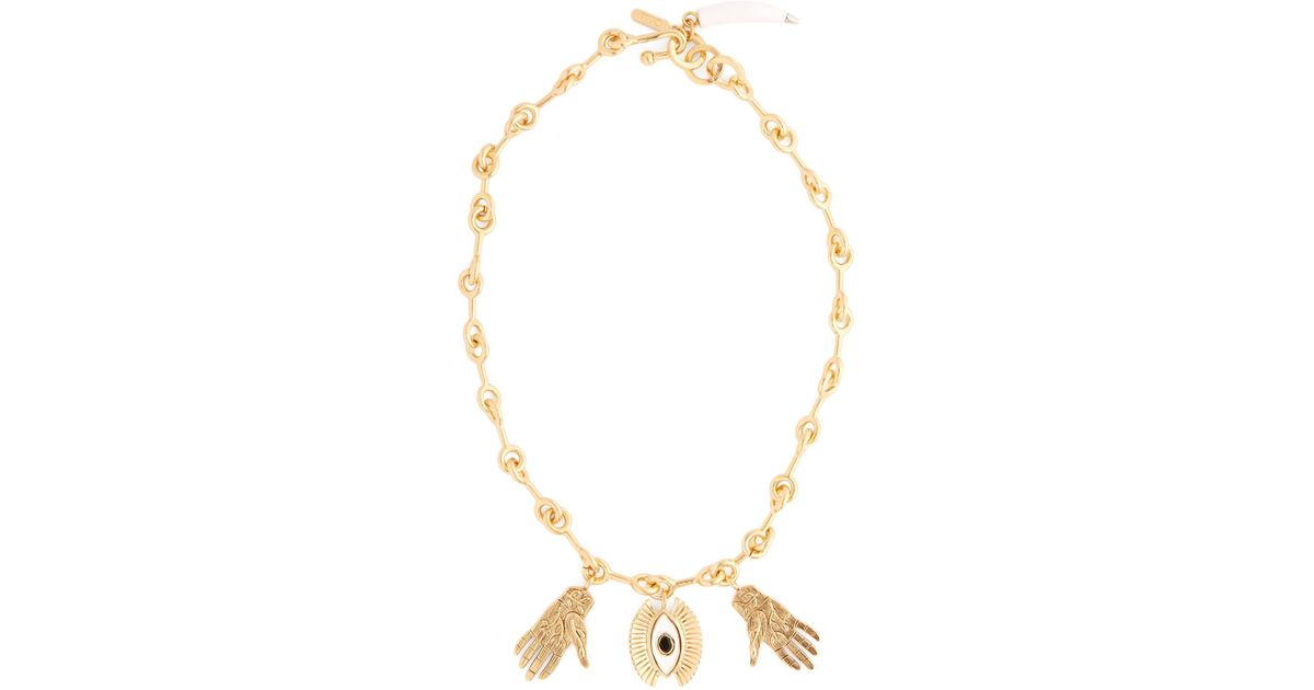Chloé Eye And Hand-charm Necklace in Gold (Metallic) | Lyst