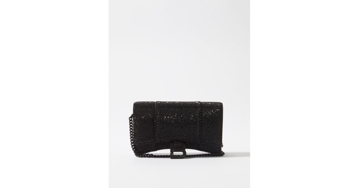 Balenciaga Leather Hourglass Rhinestoneembellished Crossbody Bag in