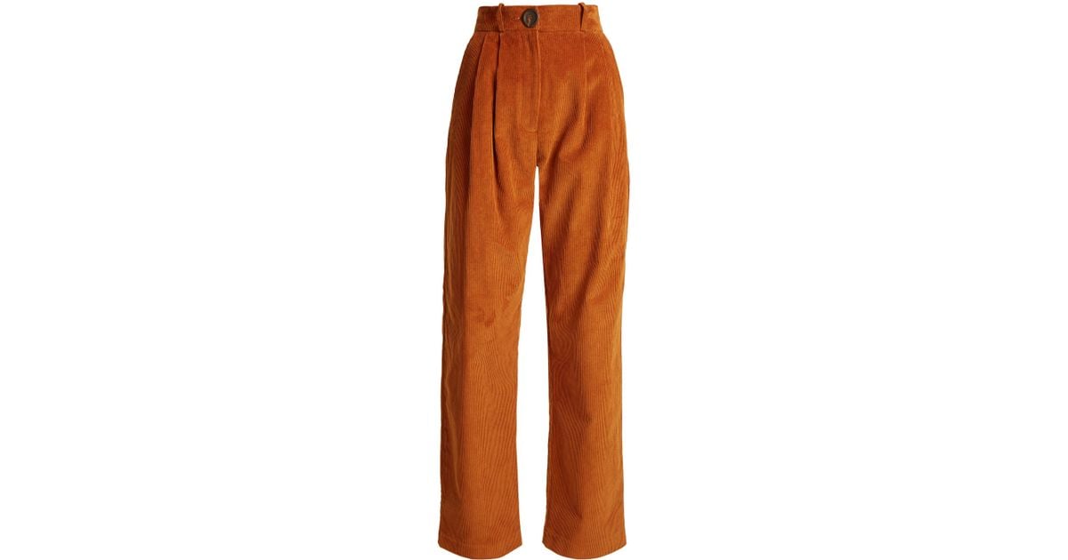 Awake High-rise Wide-leg Corduroy Trousers in Brown | Lyst