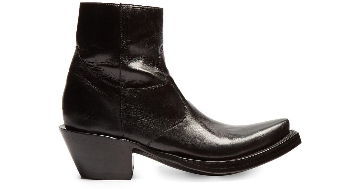 Vetements X Lucchese Leather Ankle Boots in Black Lyst
