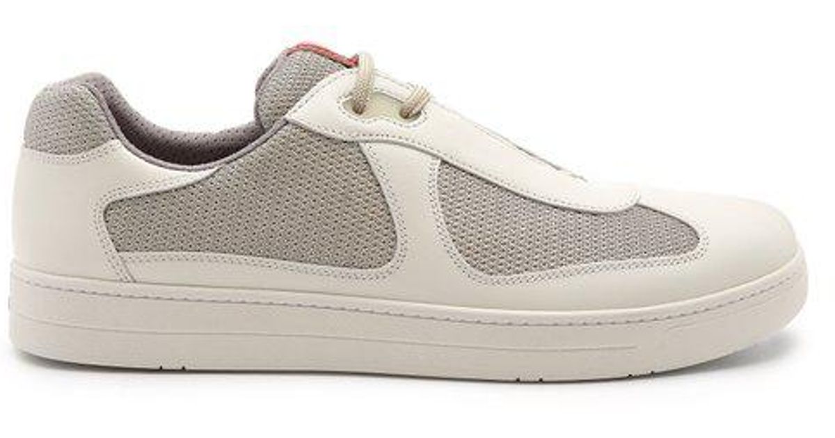 Prada Leather Nevada Bike Low-top Trainers in White for Men - Lyst