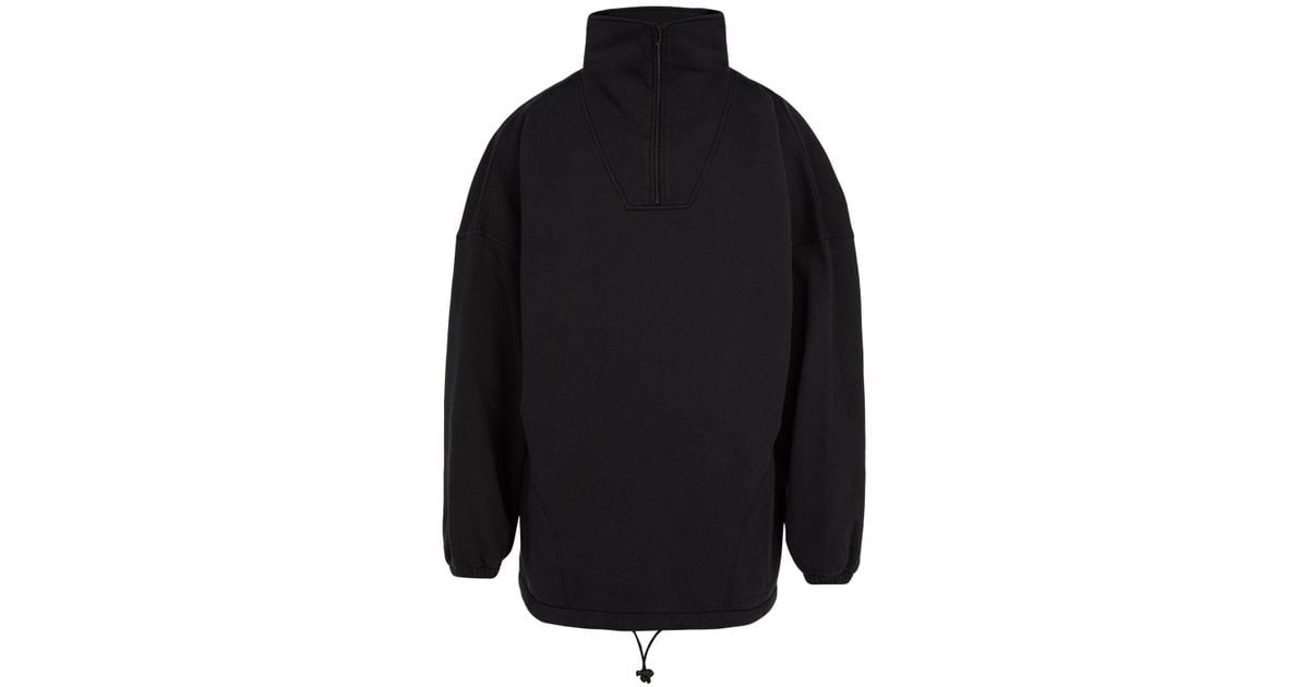 Balenciaga Oversized Quarter Zip Fleece Sweatshirt in Black for Men ...