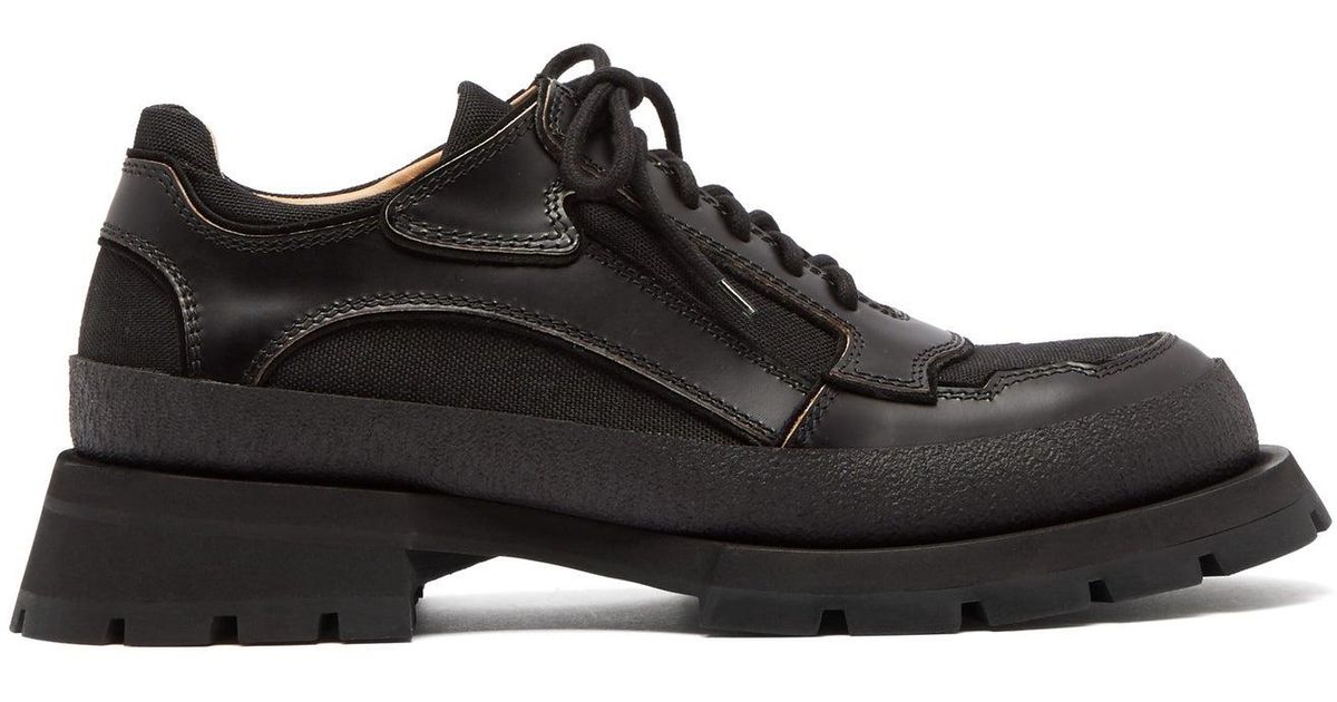 Jil Sander Canvas Exaggerated-sole Leather-trim Derby Shoes in Black ...