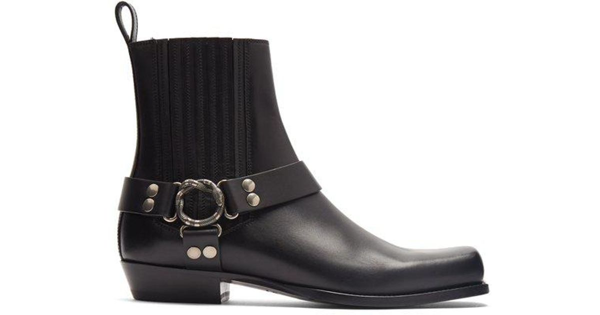Gucci Stanley Leather Ankle Boots in Black for Men - Lyst