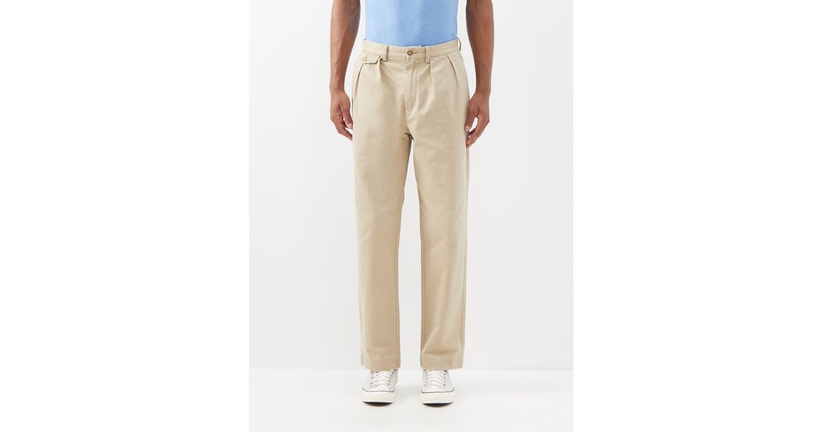 Polo Ralph Lauren Whitman Pleated Cotton-twill Chinos in Natural for ...