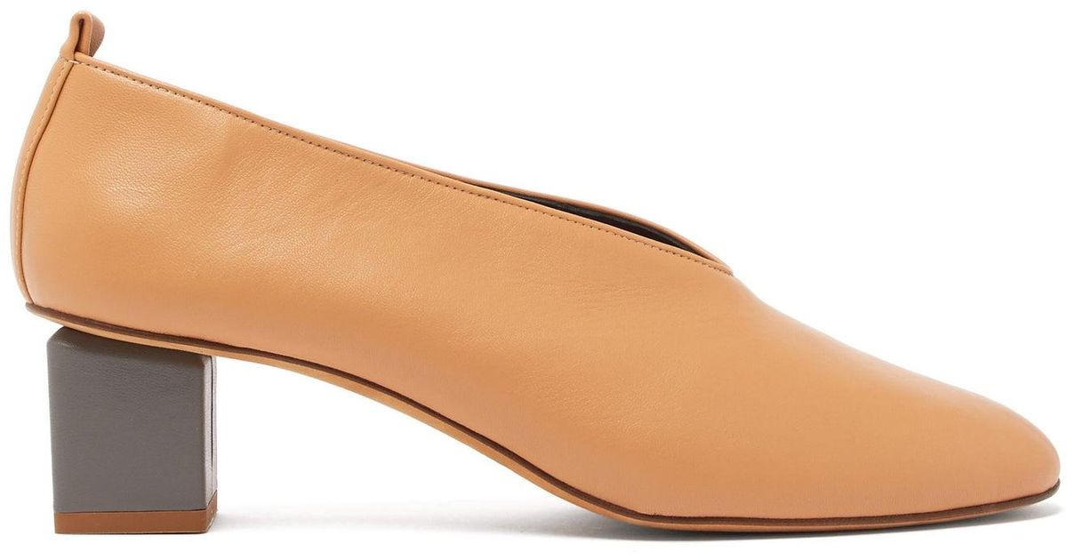 block heel leather mules
