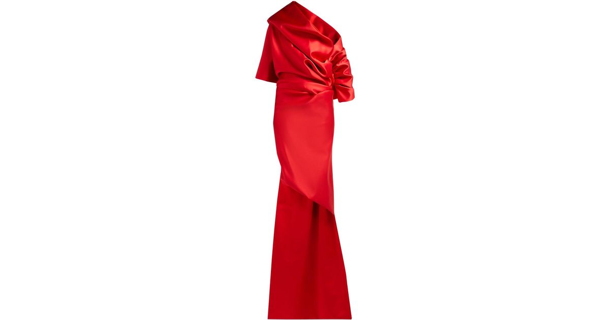 draped satin gown