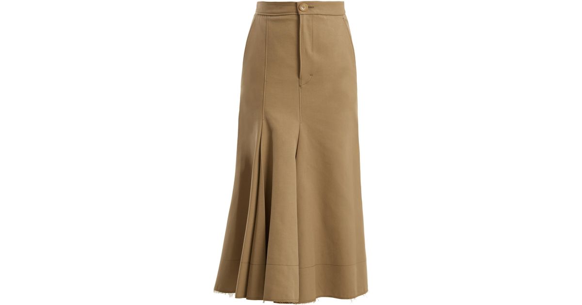 JOSEPH Laurel Cotton And Silk-blend Midi Skirt in Natural | Lyst