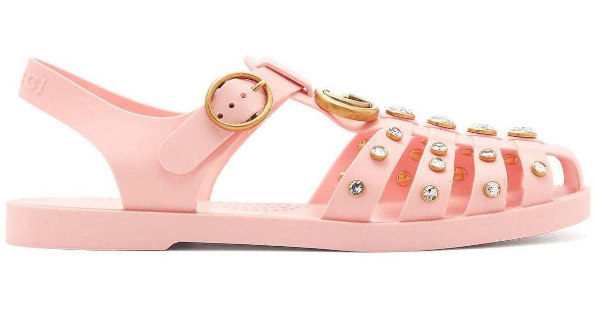 Gucci Rubber Sandal With Crystals in Pink | Lyst Canada