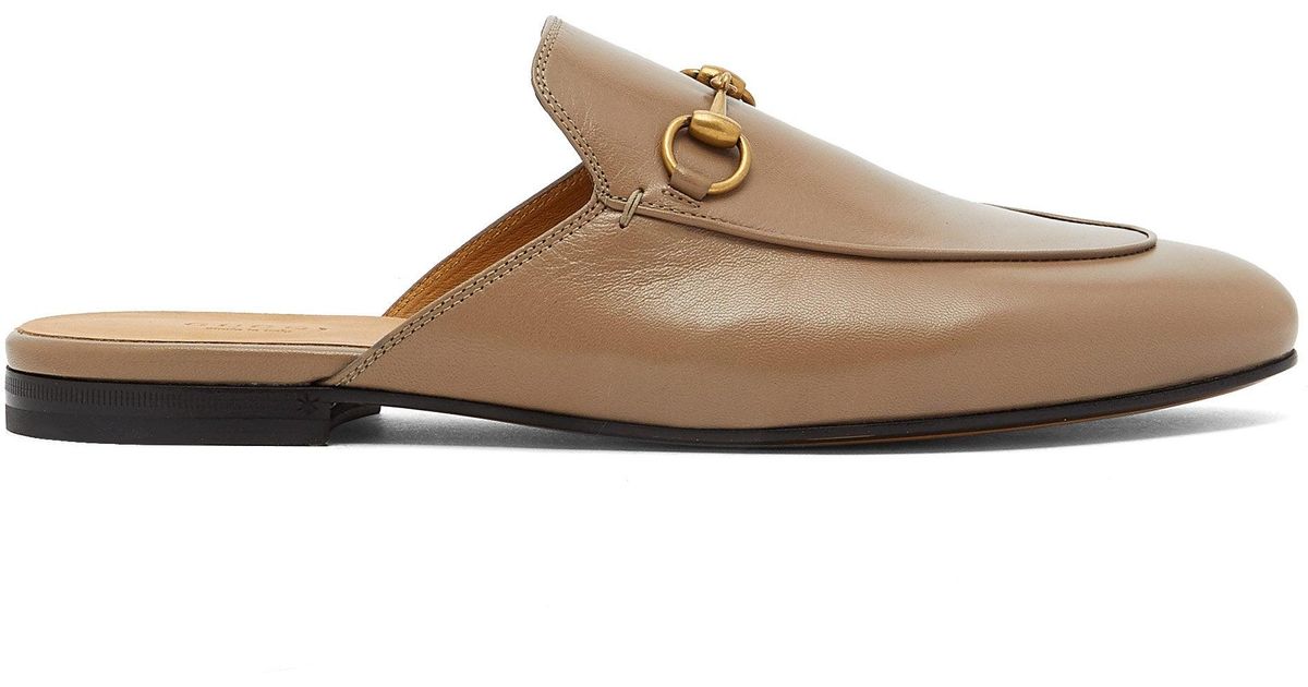 beige backless loafers