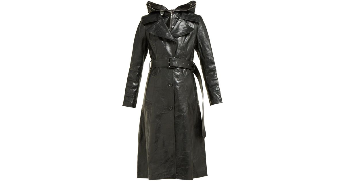 Vetements Masked Leather Trench Coat in Black | Lyst