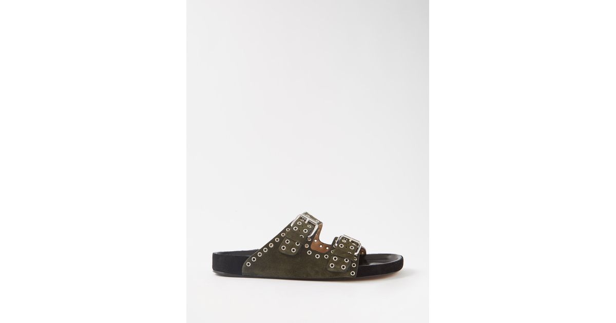 isabel marant lennyo grommet suede slides