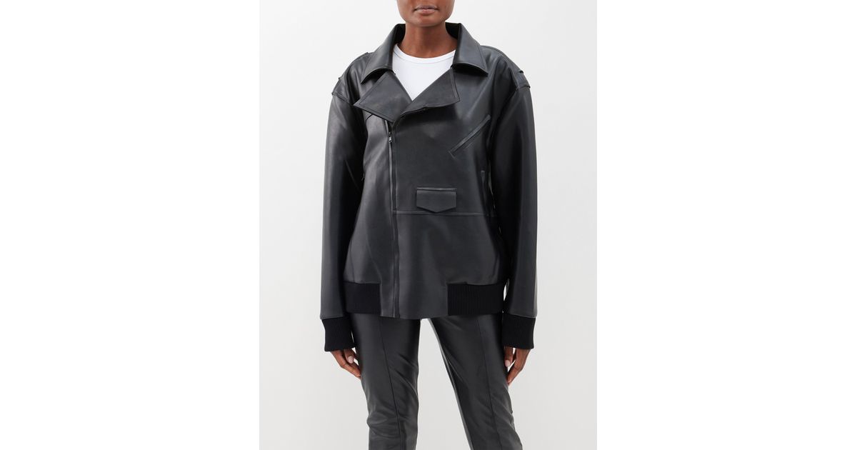 Norma Kamali Oversized Faux-leather Jacket in Black | Lyst