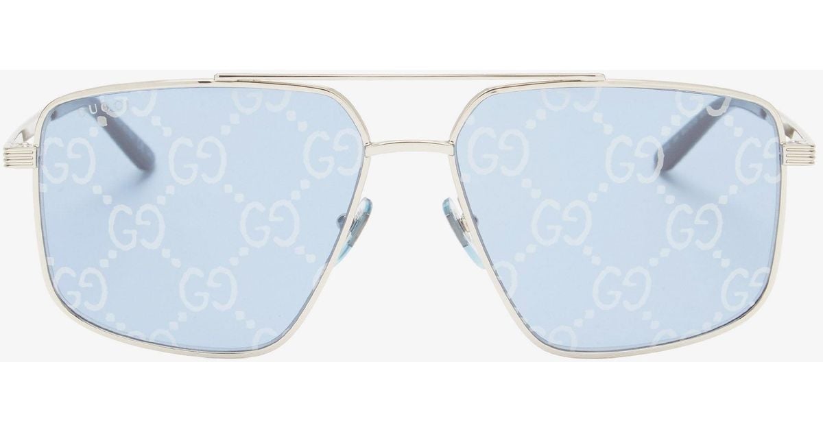 Gucci Gg Logo Lens Aviator Metal Sunglasses Lyst
