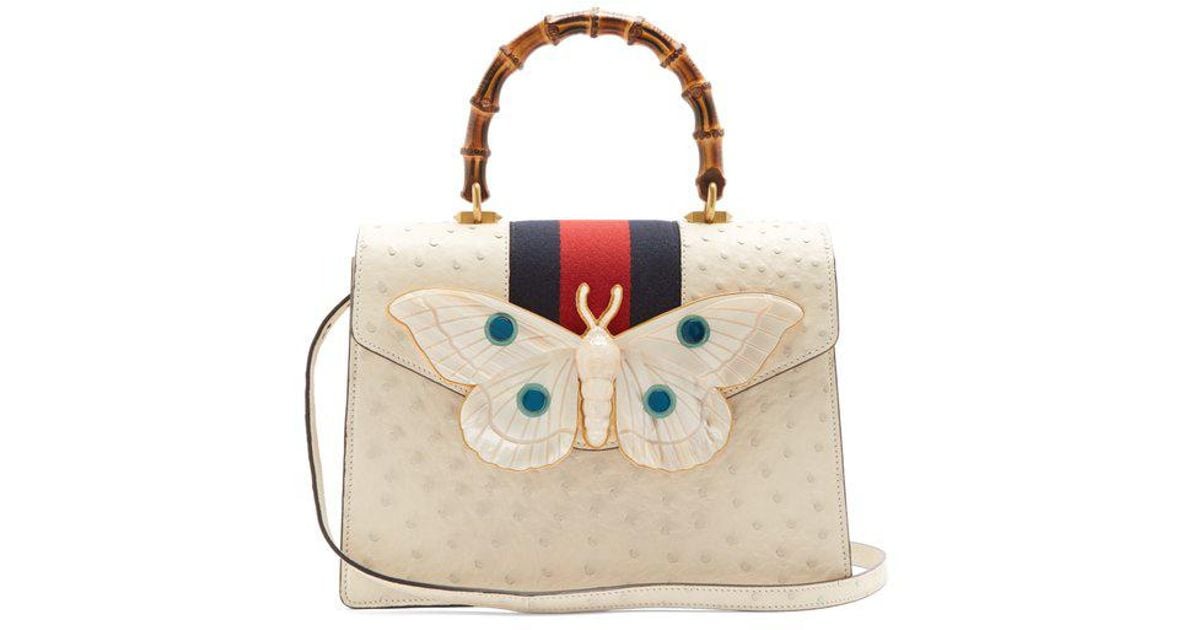 Gucci Moth-embellished Ostrich-leather 