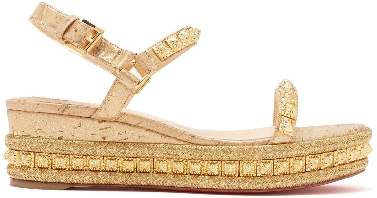 christian louboutin gold fossiliza strap sandals