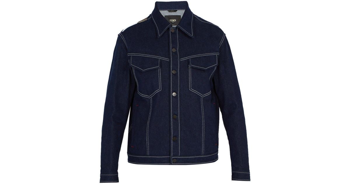 Fendi Mens Blue X Fila Mania Denim Jacket for Men Lyst Canada