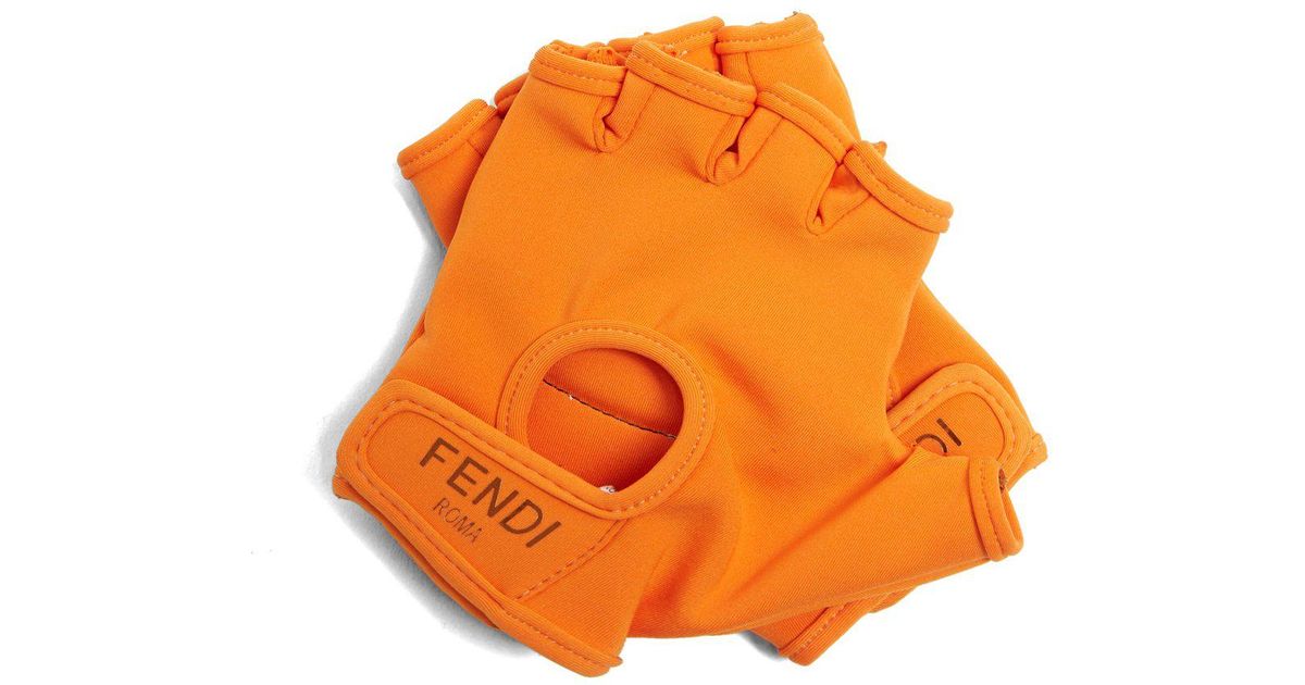 yellow leather fingerless gloves