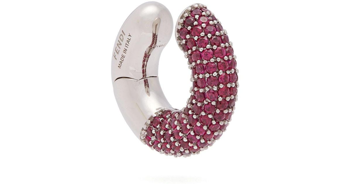 Fendi Crystal Embellished Ear Cuff in Pink Lyst