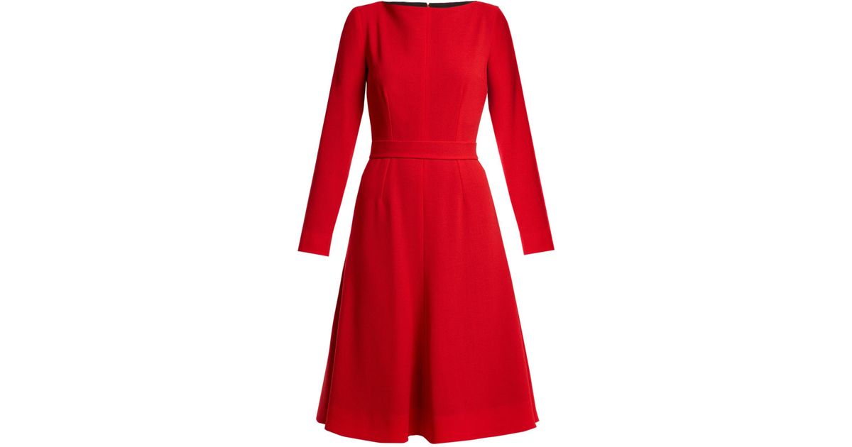 Emilia Wickstead Kate A Line Wool Crepe Dress in Red | Lyst