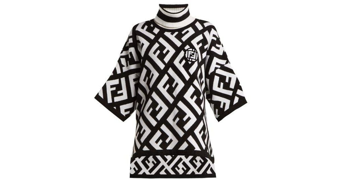 fendi poncho black and white