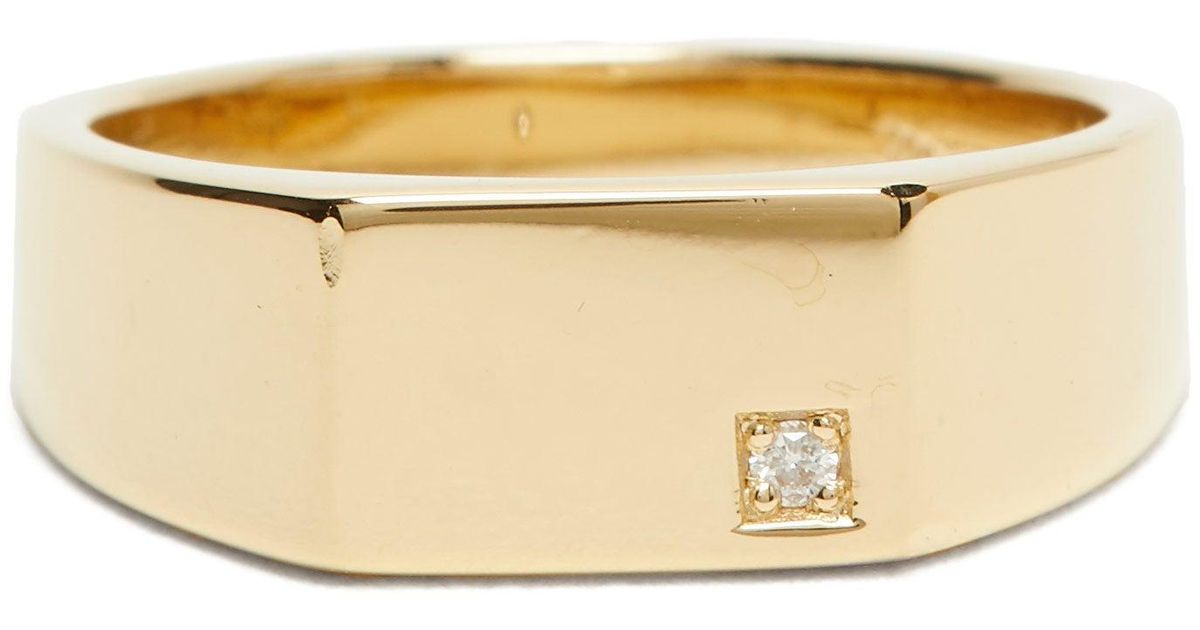 Miansai Geo Diamond And Gold-vermeil Signet Ring in Metallic for 