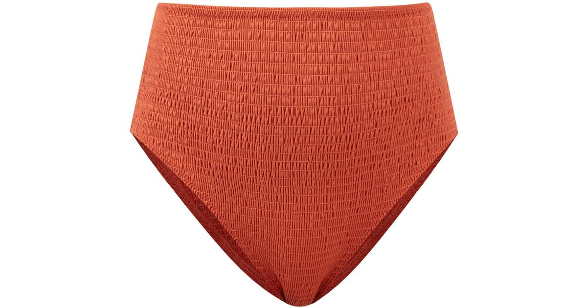 Totême High-rise Smocked Bikini Briefs in Rust Orange (Orange) - Lyst