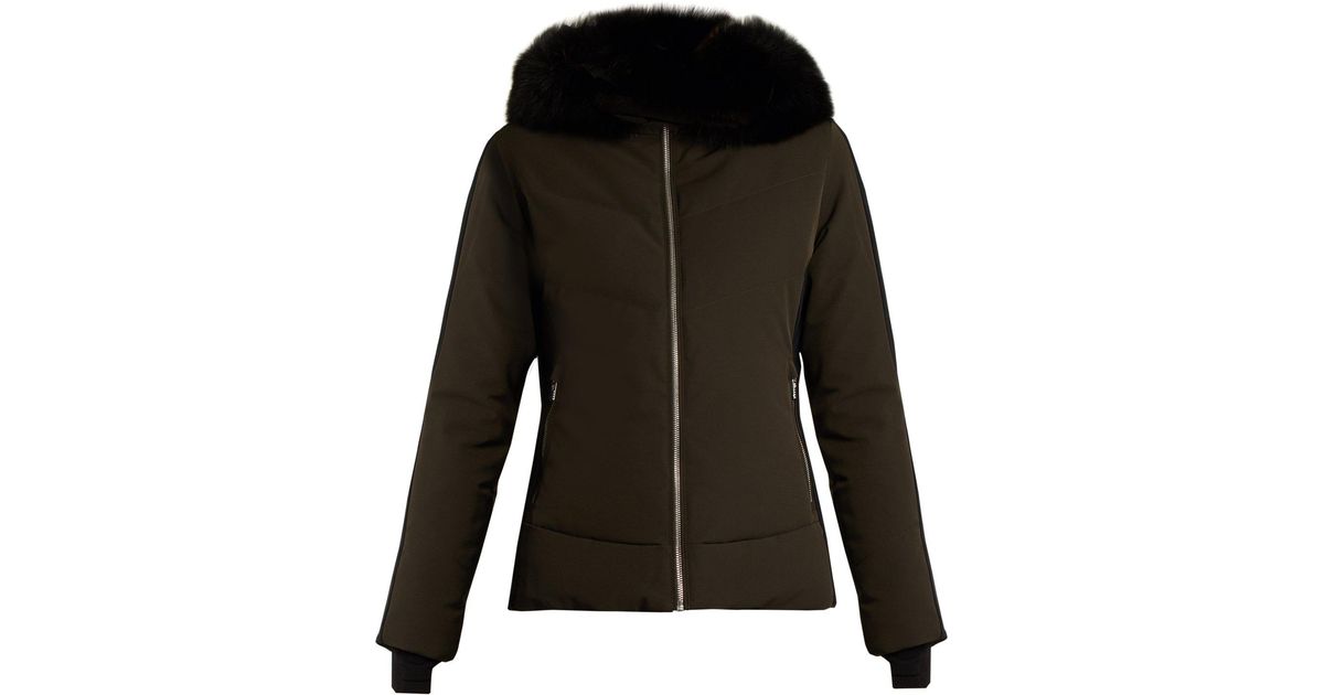 Veste de ski capuche bordée de fourrure Gardena II Satin Fusalp en coloris  Noir | Lyst