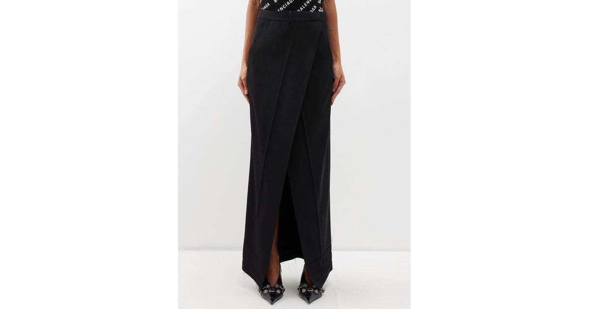 Balenciaga Diy Wool-barathea Maxi Skirt in Black | Lyst UK