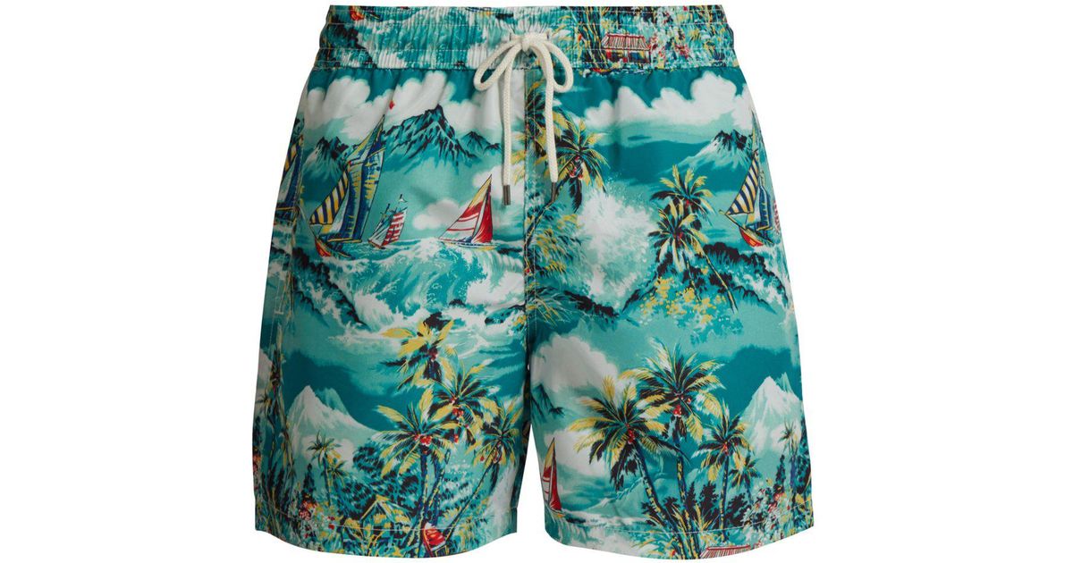 Polo Ralph Lauren Hawaii Print Swim Shorts in Green for Men | Lyst
