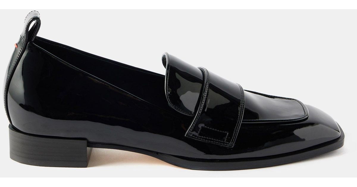 Aeyde Julie Square-toe Patent-leather Loafers in Black | Lyst