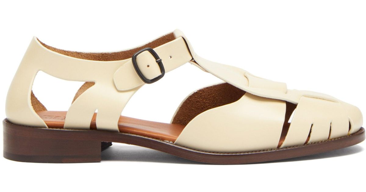 Hereu Pesca Cutout Leather Sandals in Cream (Natural) Lyst Canada