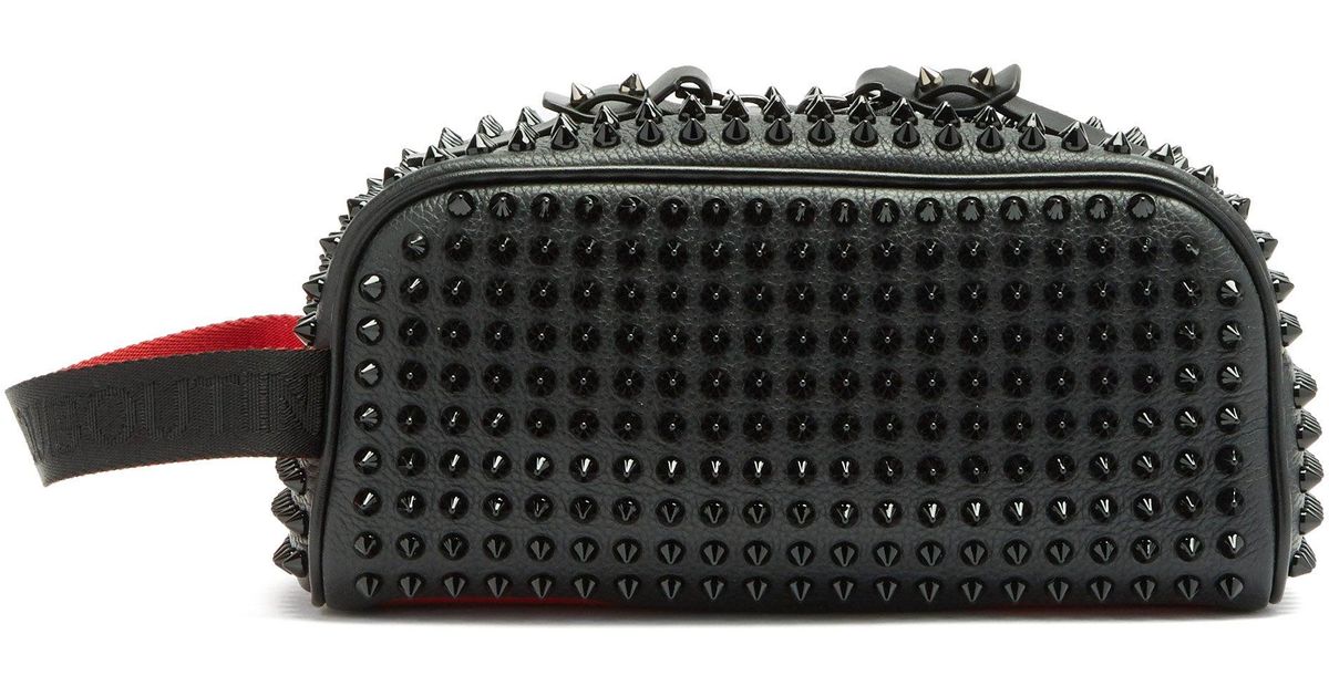 Christian Louboutin Black Blaster Studded Leather Wash Bag for men