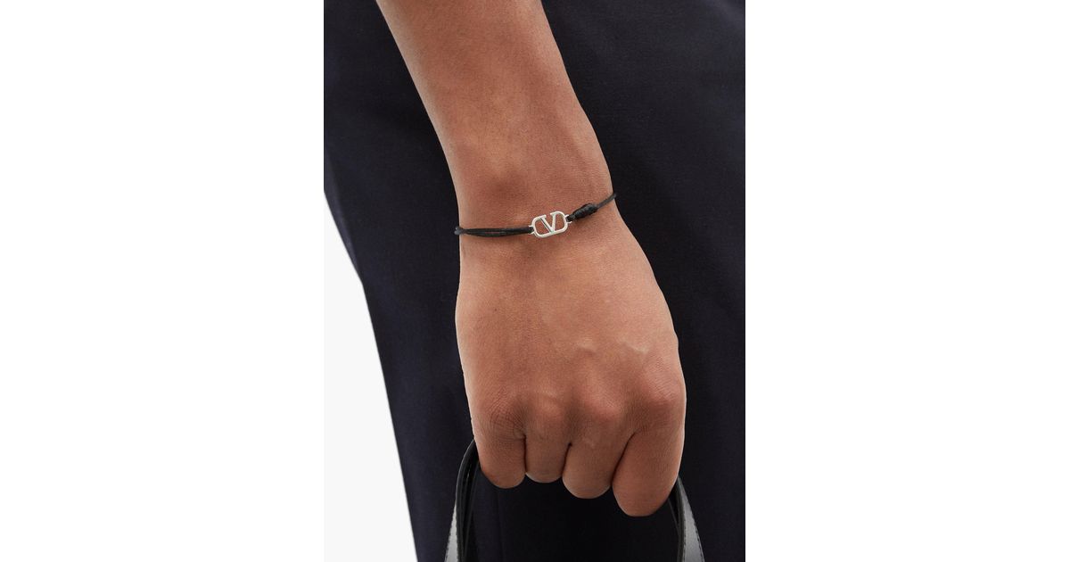 Valentino Garavani V-logo Cord Bracelet in Black for Men - Lyst