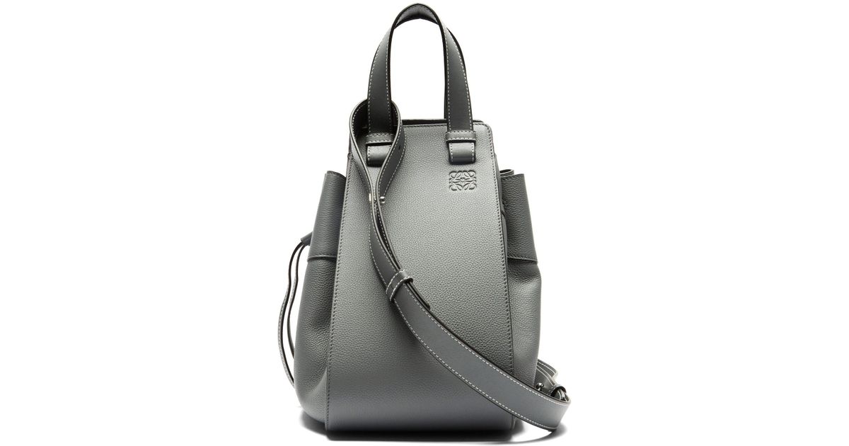Loewe Hammock Medium Leather Tote Bag in Gray Lyst